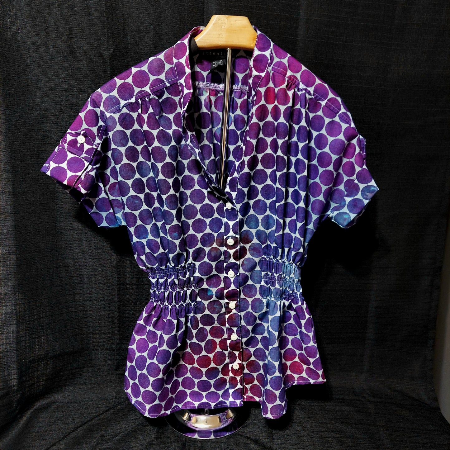 Polka Dot Blouse - Women's Medium - Mindbender / Bordeaux