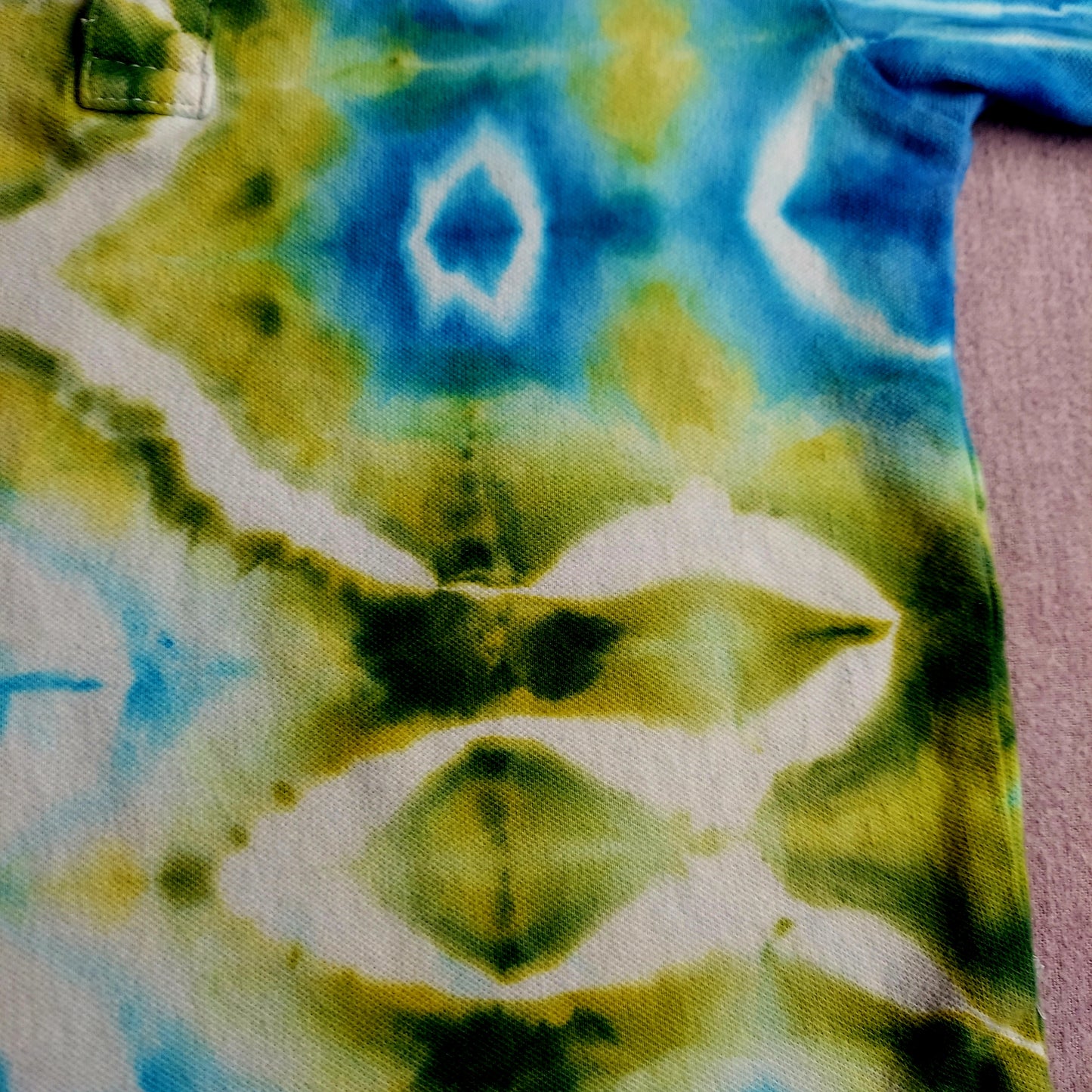 Short Sleeve Polo - Children's XS (4-5) - Glitch, Blue/Green