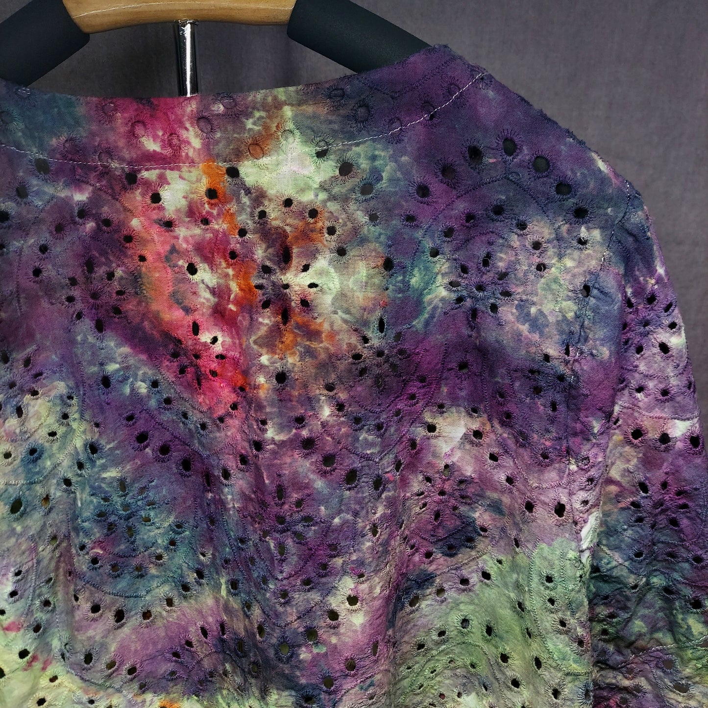 Lace Button-Up Shirt - Women's 3XL - Swampy Purple