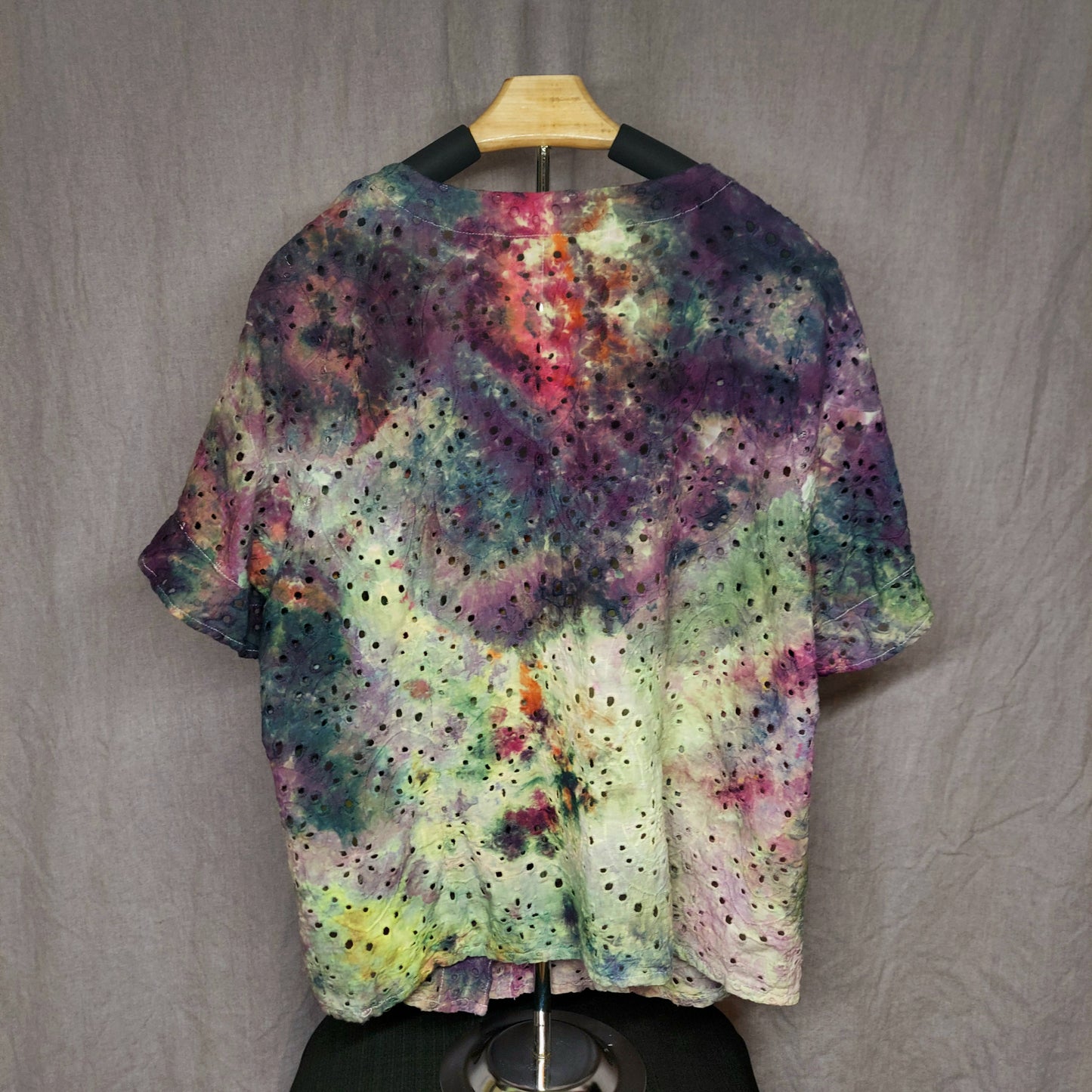 Lace Button-Up Shirt - Women's 3XL - Swampy Purple