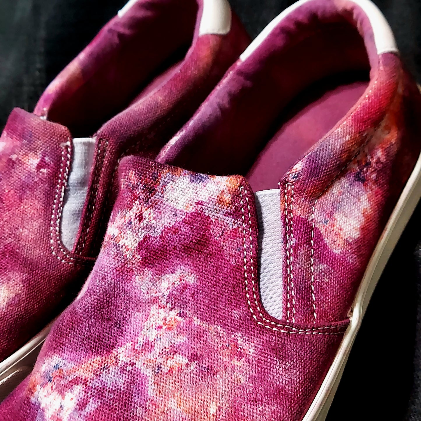 Canvas Shoes - Unisex, Slip-On - Bordeaux Red