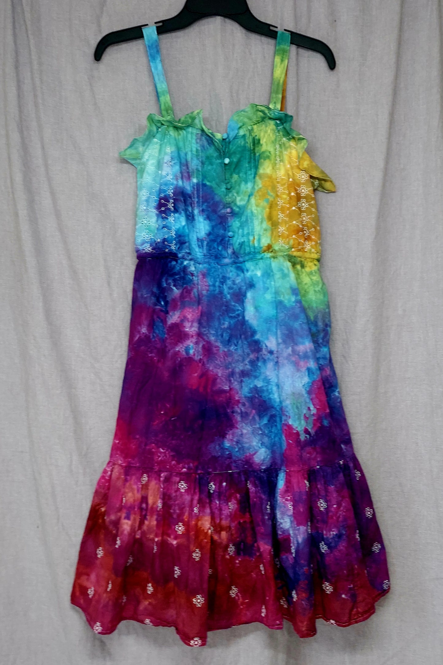 Rainbow Sundress with Drawstrings and Pockets - Women's Medium - Scrunch