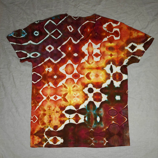 V-Neck T-Shirt - Unisex Large - Glitch, Rusty Sunset